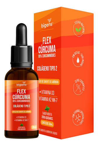 Flex Cúrcuma 95% Cur, Colágeno, Vit D3, K2 (leia Descrição)