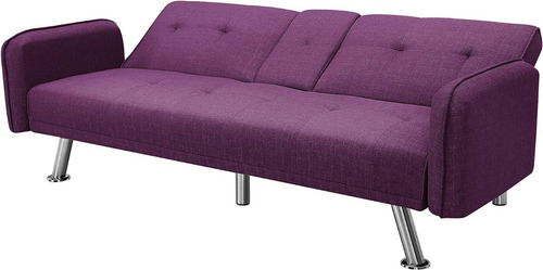 Sofa Cama Convertible Y Ajustable Porta Vasos Color Lila