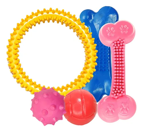 Brinquedo Pet 2d Pet Kit 5 Peças Cão Porte Pequeno Borracha Não T...