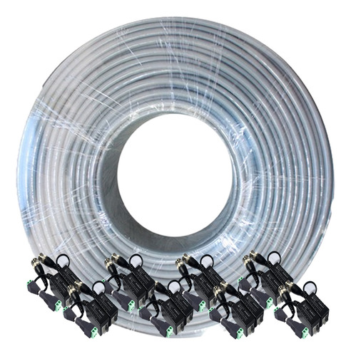 Cable Utp Cat5e 100m Exterior+ 8 Par Balun+8 Par Voltaje Myh