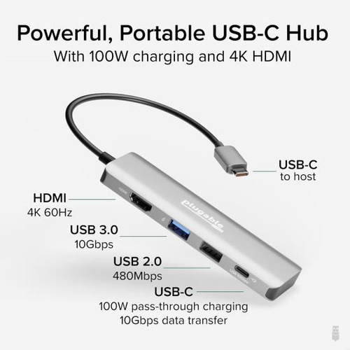 Adaptador Multipuerto Usb C Enchufable, 4 Puertos