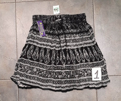 Imagen 2 de 10 de Pollera Mini Bagru Algodon India Estampado Talle Único Color