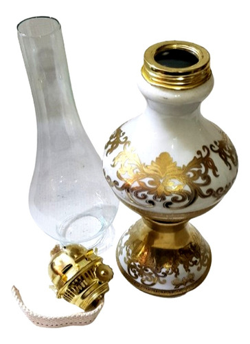 Lámpara De Aceite Porcelana Retro,44 Cm.colección,usable (Usado)