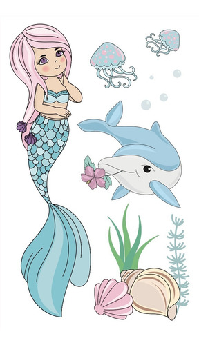 Imagen 2 de 10 de Tatuajes Temporales Tattoo Sirena X10 Planchas Souvenir