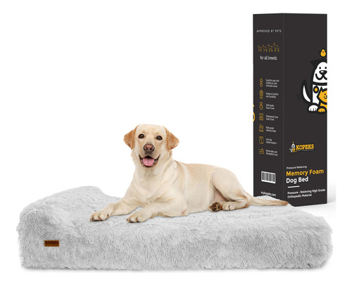 Cama Ortopédica Para Perros Extragrande Gris 50 X 86 Cm Gris - Esponjoso Diseño