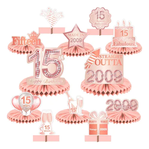 Panal De Cumpleanos Dorado Rosa, Decoracion Unica Para Fiest