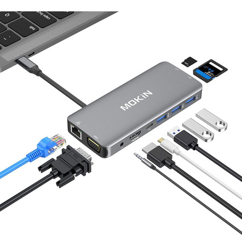 Hub Usb C A Hdmi Vga Usb Ethernet Audio Y Mas 10 En 1