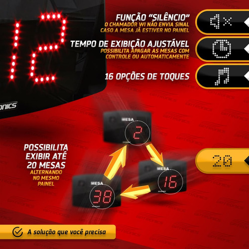 Chama Garçom Eletrônico Com 5 Campainhas De Mesa