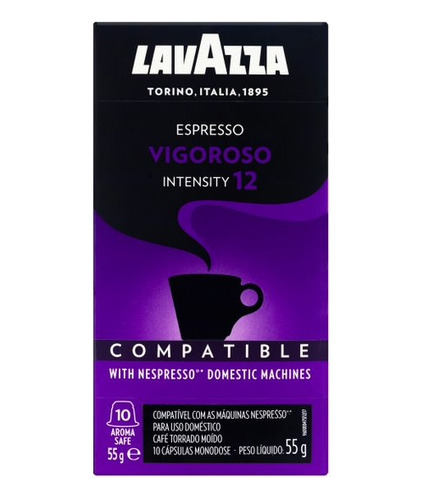 Café Lavazza Espresso Vigoroso 55g - Contém 10 Cápsulas