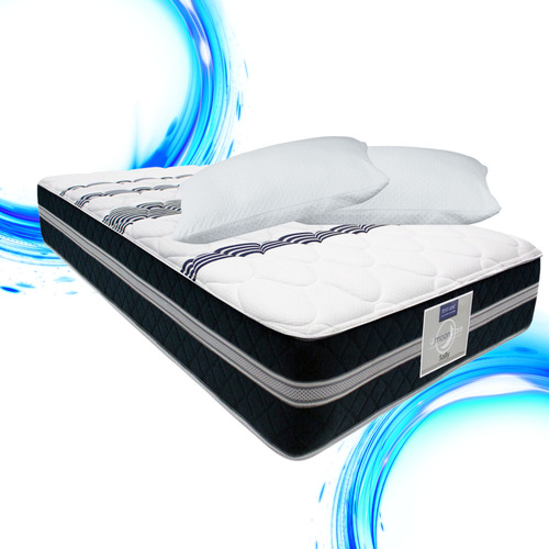 Colchón Queen Restonic Tech Spring Resist + 2 Almohadas Negro