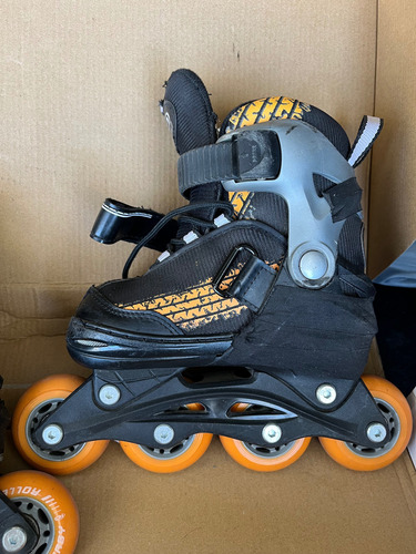 Patines Roller Derby Infantiles Unisex Ajustables Usados 17-21 Cm 11j-1 6.4 Cm Negro - Naranja (Usado)