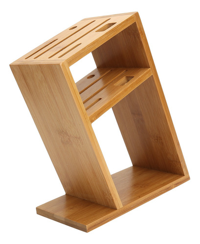 Cuchillero De Cocina Hueco Soporte De Bambú Soporte Inclinad