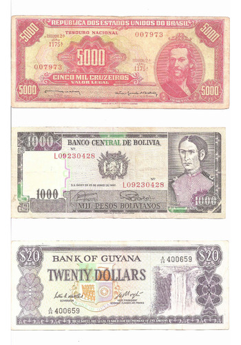 Billetes Brasil Bolivia Guyana 1964 1982 1966-1989 Pvp X Tod