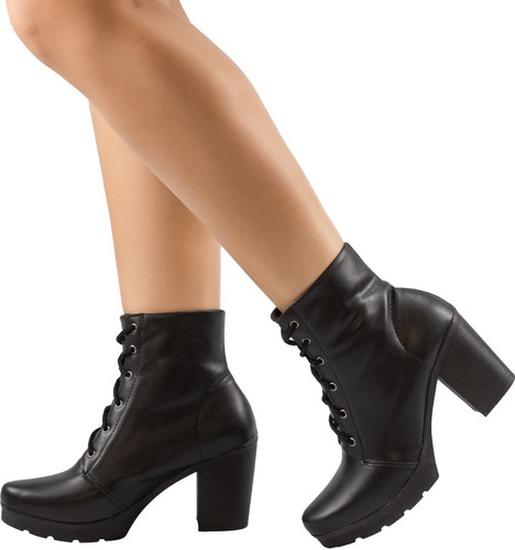 Imagem 2 de 5 de Bota Feminina Coturno Cano Curto Salto Grosso | S02vsp.cot