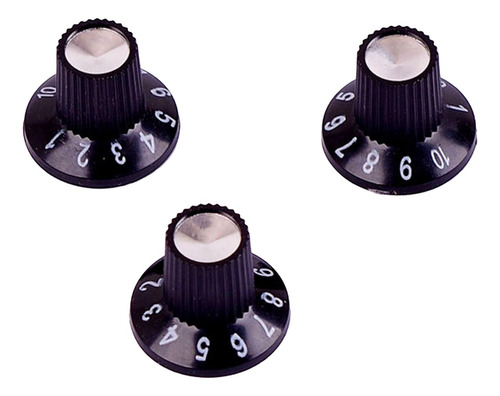 3 Piezas Negro Guitarra Superior Sombrero Perillas Amp