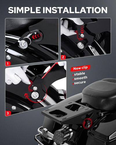 Soporte De Paquete Turístico Negro Brillante Para Harley 201