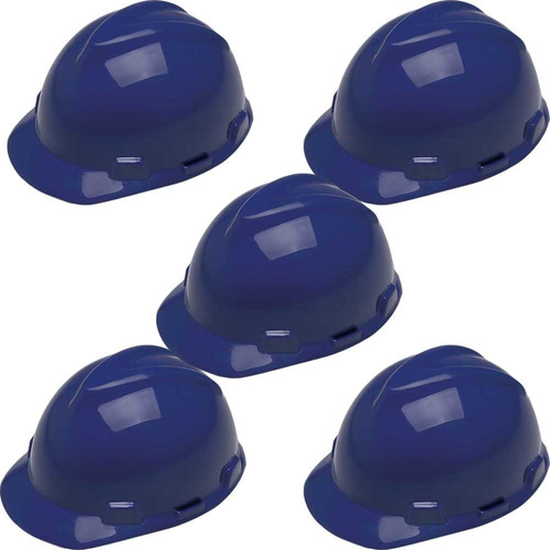 Kit 5 Capacete Msa V-gard Com Carneira Catraca E Jugular Cor Azul-marinho