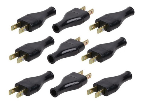 10 Enchufe Plano Tapa Protectora Corriente Cable Negro Pvc