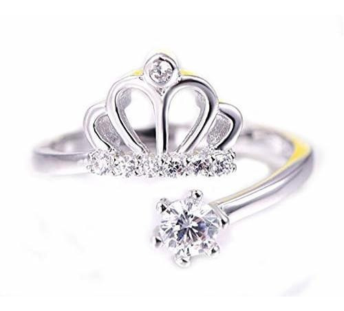 Anillos - Crown Rings 925 Sterling Silver Princess Crown Ope