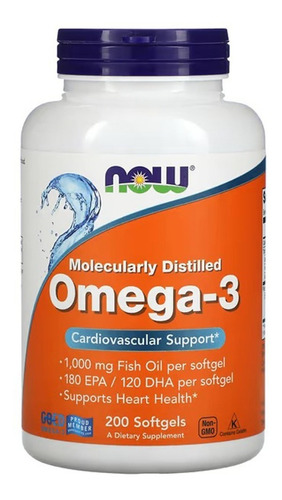 Omega 3 Fish Oil Óleo De Peixe -1000mg 200 Softgel Now Foods
