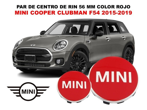 2 Centros De Rin Mini Cooper Clubman F54 15-19 Rojo 56 Mm