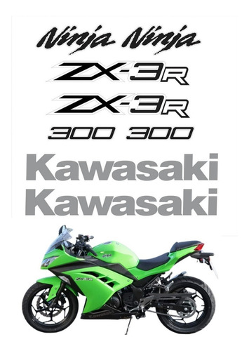 Kit Adesivo Para Kawasaki Ninja 300 Zx-3r 15965 Cor PRETO/CINZA