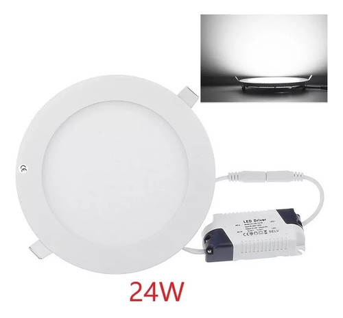 Foco Panel Plafón Led 24w Embutido Redondo Luz Frio