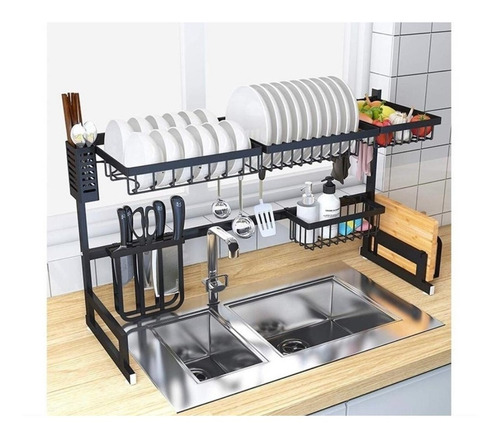 Imagen 2 de 9 de Secaplato Escurridores Platos P/ Mesada Br Negro Moderno