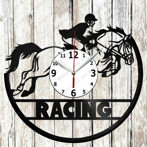 Reloj Corte Laser 2425 Carrera De Caballos Jinete En Carrera