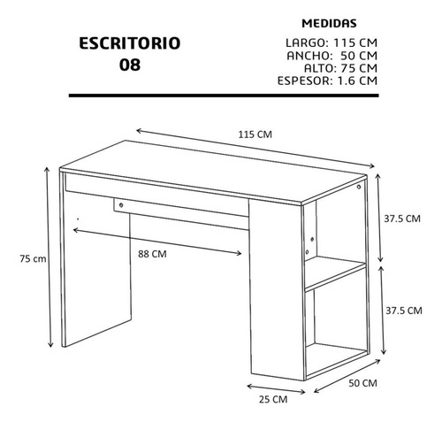 Escritorio Juvenil Para Oficina, Con Cajón Y Estantes.