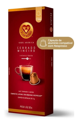 Cápsula Café Cerrado Mineiro 3 Corações 10 Unidades