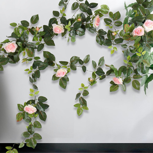 Enredaderas De Rosas Artificiales, Rosas De Seda, Rosa Claro