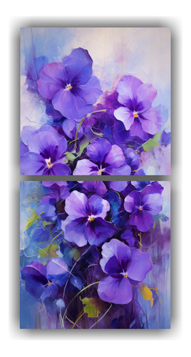 160x80cm Cuadro Abstracto Flores Violetas Estilo Estilo Óle