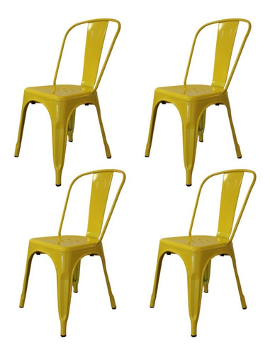 Silla de comedor Starway Tolix, estructura color amarillo brillante, 4 unidades
