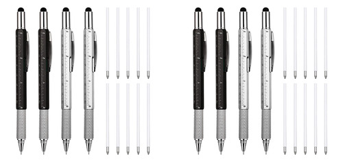 8 Peças De Canetas Esferográficas Multiferramentas 6 Em 1, C