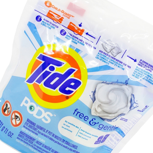 Imagen 5 de 5 de Tide Free Gentle Pods Jabón Ropa Hipoalargenico 16 Capsulas
