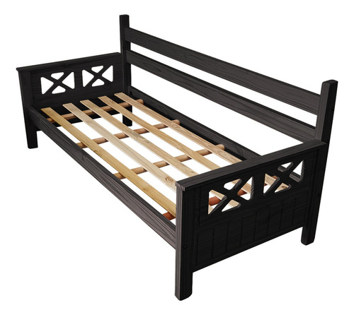 Divan Cama 1 Plaza Sajo Madera Pino Macizo 80x190 Cm Color Negro