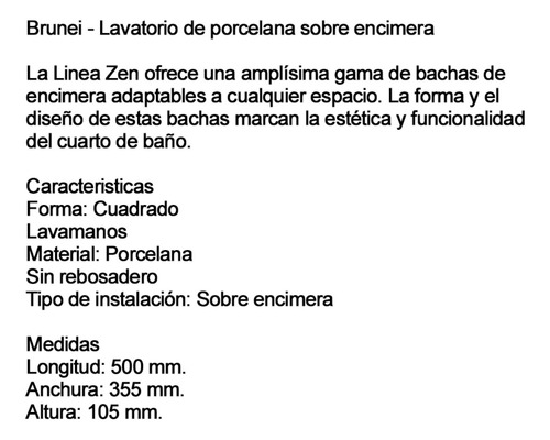 Imagen 7 de 10 de Bacha Apoyo Loza 50cm Blanco Roca Brunei Sin Agujeros Oferta