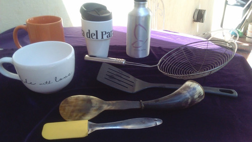 Lote Bazar Taza Termica Cantimplora Cuchara Espatula Cocina (Usado)
