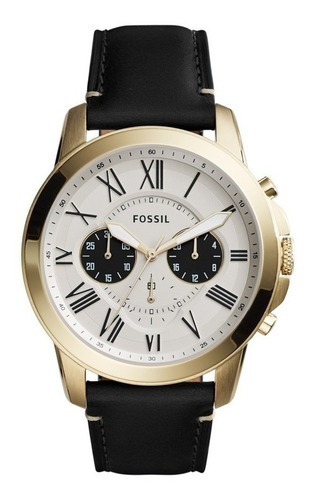 Reloj Fossil Grant FS5272/2xN para hombre, color de la correa: negro, color de fondo: blanco