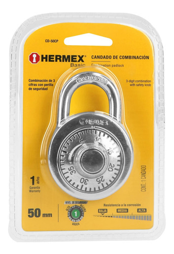Candado De Combinacion Seguridad Redondo Acero 3 Digitos