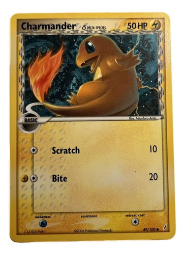 Pokemon Charmander Delta 49/100 Played Ex Crystal Guardians (Usado)