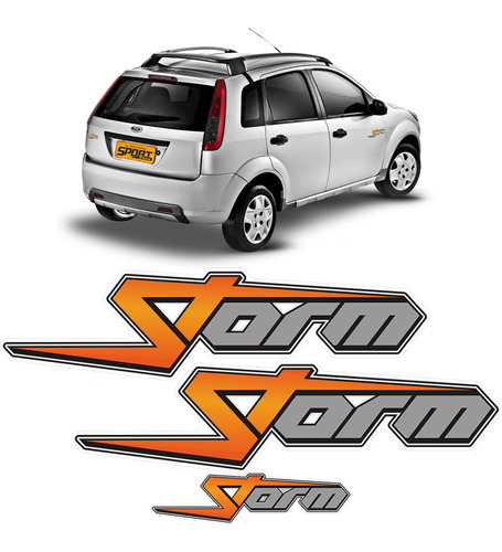 Kit Adesivo Lateral /traseiro Emblema Storm Fiesta 2008/2014