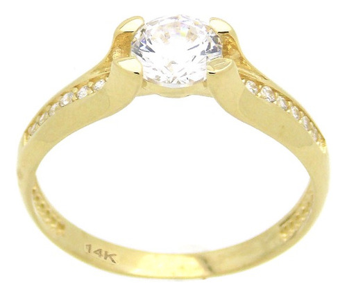 Anillo De Compromiso Solitario Micropave Oro Amarillo 14k