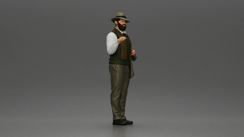 Elegante Hombre Con Sombrero Y Bufanda - Accesorio Único