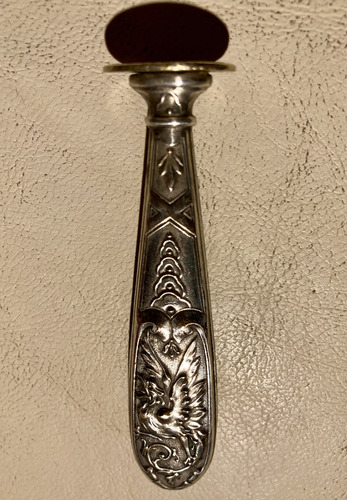 Mango Porta Sello Para Lacre Francés Metal Labrado Vintage !
