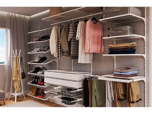Calceiro Retrátil Com Prateleira 60cm Closet Trilho 1 Uni Cor Branco