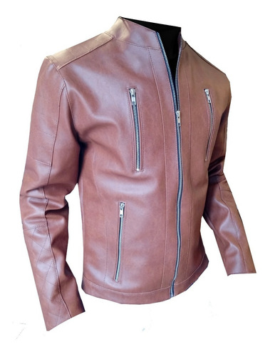 Imagen 3 de 6 de Campera X-class Cuero Eco Hombre Marrón Suela