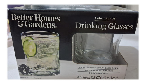 Set 4 Vasos Moderno Whisky Vidrio Pedrada Fondo Grueso 369ml Color Transparente