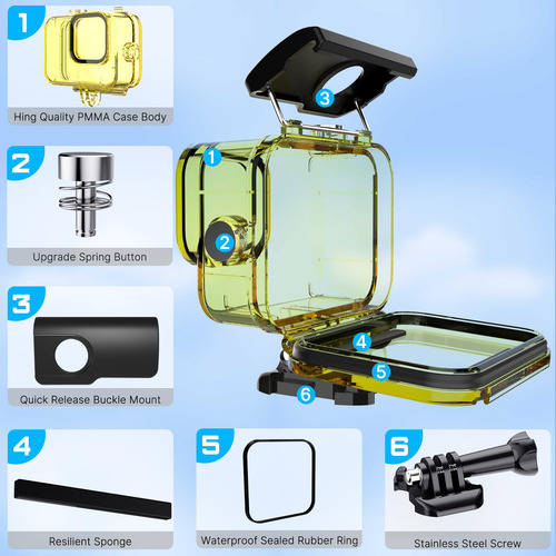 Funda Amarilla +3 Filtros Para Gopro Hero 12/11/10/9